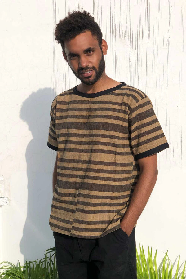 Black Stripe Handloom T-shirt