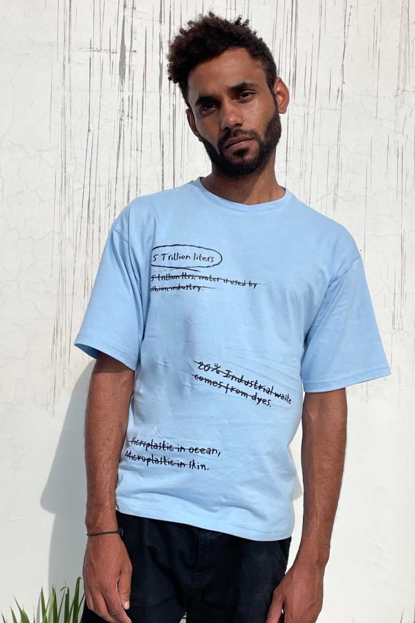 Blue organic cotton t shirt front