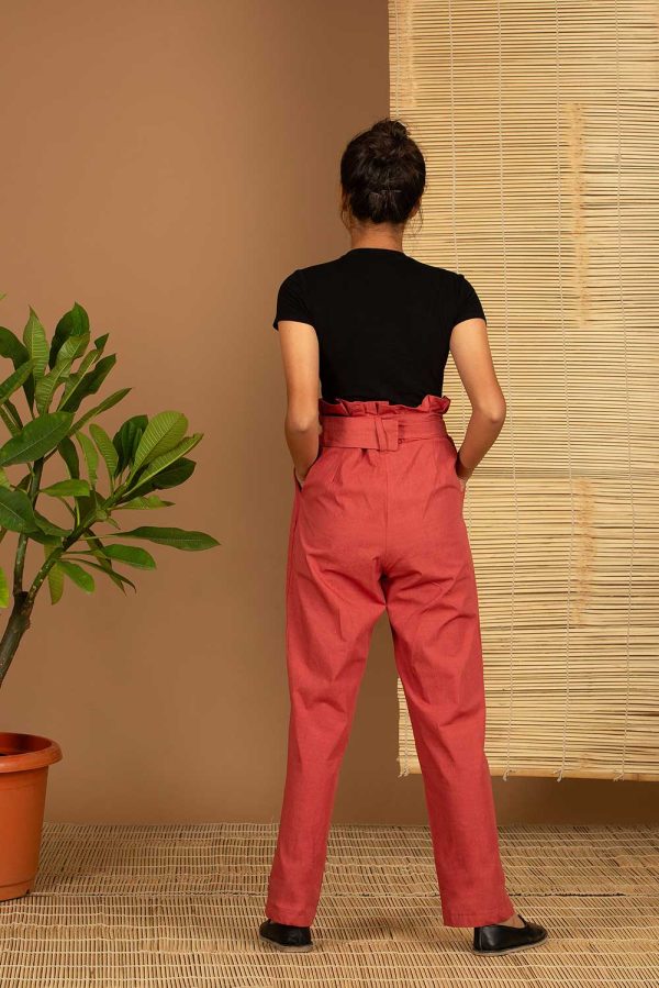 red high waisted pants back