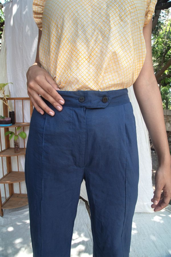 blue straight pants
